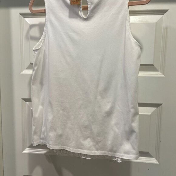 LOFT WHITE SLEEVELESS CROCHET TOP SIZE MED EUC (127) - Picture 2 of 6